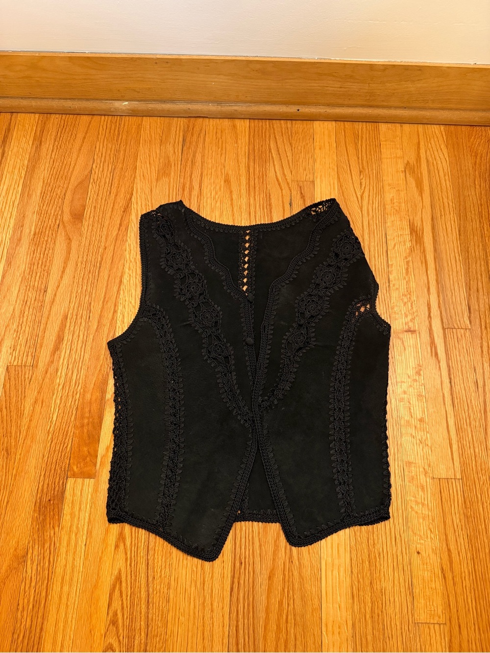 Vintage suede crochet vest